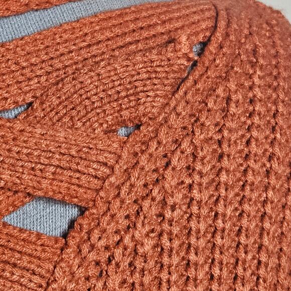 Orange Open Chunky Knit Turtleneck Sweater Size Medium - Picture 5 of 5